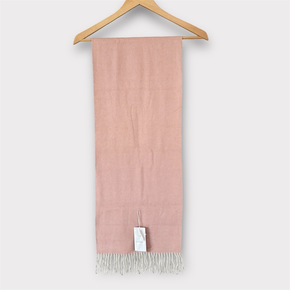 GIVENCHY 100% Cashmere Two Toned Pink Scarf with Fringe